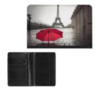 LOKLNEYK Passport Wallet Eiffel Tower Paris Street Red Umbrella Passport Holder Travel Passport Cover for Travel Must Haves Accessories