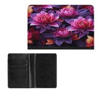 LOKLNEYK Passport Wallet Flower Leaves Purple Red Flower Passport Holder Travel Passport Cover for Travel Must Haves Accessories