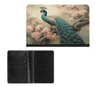 LOKLNEYK Passport Wallet Oriental Peacock on Flower Tree Passport Holder Travel Passport Cover for Travel Must Haves Accessories