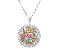 LOKLNEYK Pattern Made of Triangles Necklace Round Coin Pendant Necklaces Charm Round Pendant Initial Necklaces Fashion Jewelry, One Size, Metal, No Gemstone