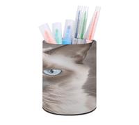 LOKLNEYK Pen Pencil Holder for Desk Stylish Office Decor Pen Cup Beautiful Siamese Cat Desk Organizer Bathroom Tumbler Cup for School, Home, Office