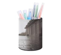 LOKLNEYK Pen Pencil Holder for Desk Stylish Office Decor Pen Cup Eiffel Tower Paris Street Red Umbrella Desk Organizer Bathroom Tumbler Cup for School, Home, Office