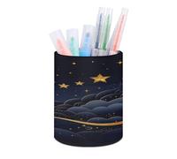 LOKLNEYK Pen Pencil Holder for Desk Stylish Office Decor Pen Cup There Are Stars And Moon on It Desk Organizer Bathroom Tumbler Cup for School, Home, Office
