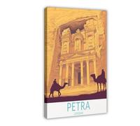 LOKLNEYK Petra Jordan Vintage Travel Poster Canvas Poster Wall Art Decor Print Picture Paintings for Living Room Bedroom Decoration 08x12inch(20x30cm)