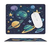 LOKLNEYK PU Mouse Pad Cartoon Style Space Leather Mouse Pad Office Desk Mat