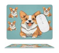 LOKLNEYK PU Mouse Pad Corgi Cute Dog Leather Mouse Pad Office Desk Mat