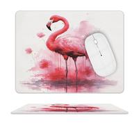 LOKLNEYK PU Mouse Pad Flamingo Watercolor Leather Mouse Pad Office Desk Mat
