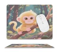 LOKLNEYK PU Mouse Pad Little Golden Monkey Leather Mouse Pad Office Desk Mat