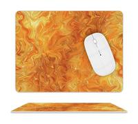 LOKLNEYK PU Mouse Pad Orange And Yellow Lava Leather Mouse Pad Office Desk Mat