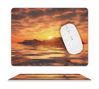 LOKLNEYK PU Mouse Pad Sea Lighthouse in Sunset Leather Mouse Pad Office Desk Mat