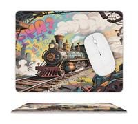 LOKLNEYK PU Mouse Pad Train Leather Mouse Pad Office Desk Mat