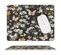 LOKLNEYK PU Mouse Pad Various Butterflies And Daisies Leather Mouse Pad Office Desk Mat