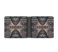 LOKLNEYK Retro Tribal Pattern Wallet Bifold Passcase Slim Wallet Leather Compact Credit Card Holder Front Pocket Cash Purse