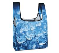 LOKLNEYK Reusable Grocery Bag Blue Ice Cube Background Foldable Shopping Bag for Shopper Everyday Life