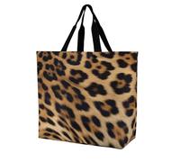 LOKLNEYK Reusable Grocery Bag Rough Leopard Print Washable Reusable Grocery for Shopper Everyday Life
