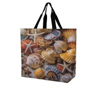 LOKLNEYK Reusable Grocery Bag Sea Shell Treasures Washable Reusable Grocery for Shopper Everyday Life