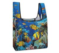 LOKLNEYK Reusable Grocery Bag The Underwater World Tropical Fish Foldable Shopping Bag for Shopper Everyday Life