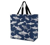 LOKLNEYK Reusable Grocery Bag Various Sea Fish Pattern Washable Reusable Grocery for Shopper Everyday Life