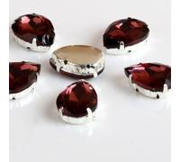 LOKLNEYK Rhinestones, Drop Shape Glass Rhinestones with Claw Sew On Teardrop Crystal Stone Strass Diamond Metal Base Buckle Wedding Decoration(Wine Red,13x18mm 50pcs)