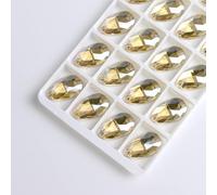 LOKLNEYK Rhinestones, Sew-on Rhinestones Water Drops Flatback Sew on Stone 2 Holes Glass Crystal for DIY Wedding Dress Accessories(Gold,10x14mm 36pcs)