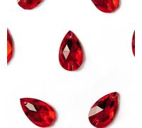 LOKLNEYK Rhinestones, Teardrop Light Siam Sew on Stones Red Glass Crystal Sewing Rhinestone Drop Strass Decor for Clothes(11x18mm 24pcs)
