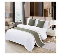 LOKLNEYK runners， Green Bed Runner For Full/Queen, Bedspread Protector Cotton/Linen Splicing Slipcover Scarf(A Green,50 * 180cm for 120cm Bed)