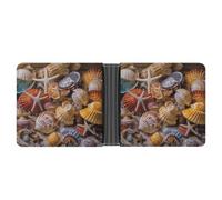 LOKLNEYK Sea Shell Treasures Wallet Bifold Passcase Slim Wallet Leather Compact Credit Card Holder Front Pocket Cash Purse