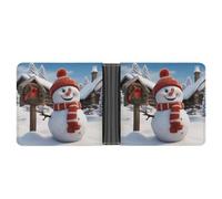 LOKLNEYK Sign Snowman Wallet Bifold Passcase Slim Wallet Leather Compact Credit Card Holder Front Pocket Cash Purse