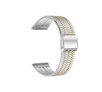 LOKLNEYK Stainless steel metal strap fit for Xiaomi Watch S1 S2 42/46mm replacement wristband(Silver-gold,For Xiaomi S1 Active)