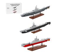 LOKLNEYK Submarine Building Blocks Set, 1/260 Scale USS Bowfin, U-995 & Soviet M-200 DIY Military Submarine Model, Collectible Naval Brick Set (510PCS)