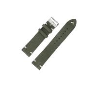 LOKLNEYK Suede Leather Vintage Watch Straps Blue Watchbands Replacement Strap For Watch Accessories 18mm 20mm 22mm 24mm(Green-White Line,20mm)