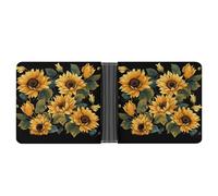 LOKLNEYK Sunflower Thank You for Brightening My Life Wallet Bifold Passcase Slim Wallet Leather Compact Credit Card Holder Front Pocket Cash Purse