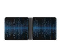 LOKLNEYK The Blue Binary Matrix Wallet Bifold Passcase Slim Wallet Leather Compact Credit Card Holder Front Pocket Cash Purse