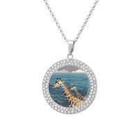 LOKLNEYK The Deep Ocean Necklace Round Coin Pendant Necklaces Charm Round Pendant Initial Necklaces Fashion Jewelry, One Size, Metal, No Gemstone