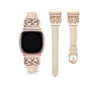 LOKLNEYK The Leather Strap Is Compatible Fit For Fitbit Versa 4/Versa 3/Fitbit Sense 2/Sense Watch Strap With An Interlocking Latch(WHITE)
