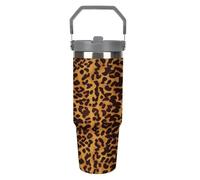 LOKLNEYK Travel Mug Cup Cool Cheetah Leopard Stainless Steel Vacuum Water Bottle with Lid and Straw 30 Oz Tumbler with Handle Insulated Tumblers for Gifts Party Office Coffee