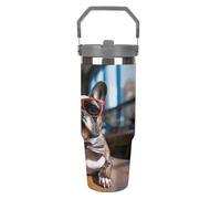 LOKLNEYK Travel Mug Cup French Bulldog Wearing Sunglasses Stainless Steel Vacuum Water Bottle with Lid and Straw 30 Oz Tumbler with Handle Insulated Tumblers for Gifts Party Office Coffee