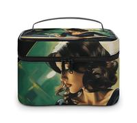 LOKLNEYK Travel Toiletry Bag Large Capacity Cosmetic Bag Leather Toiletry Organizer Waterproof Makeup Bags Portable Makeup Pouch Woman Drinking Alone Shaving Bags Wide-open Travel Bag for Women