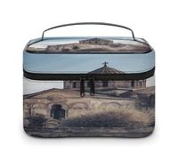 LOKLNEYK Travel Toiletry Bag Large Capacity Cosmetic Bag Leather Toiletry Organizer Waterproof Makeup Bags Portable Makeup Pouch Armenian Church Shaving Bags Wide-open Travel Bag for Women