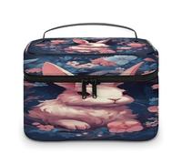 LOKLNEYK Travel Toiletry Bag Large Capacity Cosmetic Bag Leather Toiletry Organizer Waterproof Makeup Bags Portable Makeup Pouch Rabbit in Garland Shaving Bags Wide-open Travel Bag for Women