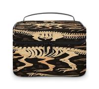 LOKLNEYK Travel Toiletry Bag Large Capacity Cosmetic Bag Leather Toiletry Organizer Waterproof Makeup Bags Portable Makeup Pouch Dinosaur Skeleton Print Shaving Bags Wide-open Travel Bag for Women