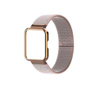 LOKLNEYK Ultra thin breathable nylon watch strap suitable for POCO watch metal shell protective cover+wristband(8.Sand pink band)