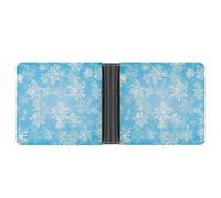 LOKLNEYK Winter Snowflake Wallet Bifold Passcase Slim Wallet Leather Compact Credit Card Holder Front Pocket Cash Purse