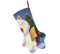 LOKLNEYK Xmas Fireplace Hanging Stocking Cute Cat Sing Christmas Carols Dog Cat Paw Christmas Stocking