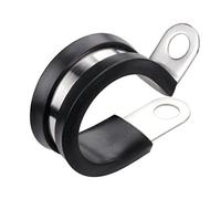 LOKMAN 20 Pack 1 Inch Stainless Steel Cable Clamp, Rubber Cushioned Insulated Clamp, Metal Clamp, Tube Holder for Tube, Pipe or Wire Cord Installation