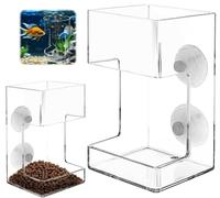 LOKORI Fish Feeder for Aquarium, Acrylic Fishs Feeding Tube Ring with Suction Cup, Turtle Shrimp Fishs Tank Stand for Fish Tank,Turtle Shrimp Aquarium Feeder for Fish Tank(Square)