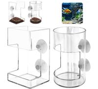 LOKORI Fish Feeder for Aquarium, Acrylic Fishs Feeding Tube Ring with Suction Cup, Turtle Shrimp Fishs Tank Stand for Fish Tank,Turtle Shrimp Aquarium Feeder for Fish Tank(Round+Square)