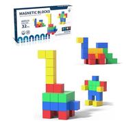 Lokorus 32Pcs Magnetic Building Blocks Toy for Toddlers,STEM Montessori Stacking Duplo Blocks Construction Cubes for Kids Aged 3 Years+