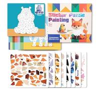 Lokorus 8 Pcs 3D Mosaic Stickers Set Toy for Kids Adults,Fun DIY 3D Animals Theme Stickers with Tweezers,Sticky Crafts Activities Travel Toy for Aged 3 Years+ (Animals)