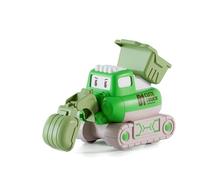 Lokorus Press Inertia Power Toy Cars for Kids Aged 3 and Above,Push and Go Engineering Vehicle Toy, for Boys (Green excavator)